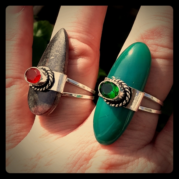 ***Bundle Sale*** New 2 Ring Jasper, Garnet, Agate Silver Rings. - Picture 1 of 8